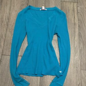 Aeropostale Teal V-Neck Long Sleeve Thermal Top